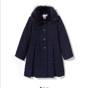 Janie and Jack faux fur collar dress coat S 3-4